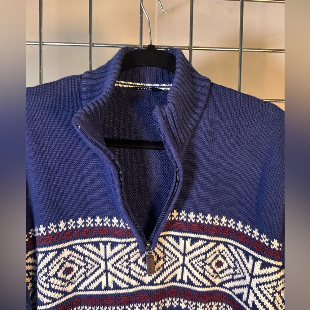 SOLD Sweater Alpine Ski Men's XL Long Sleeves Zip up mock neck Grandpa Core